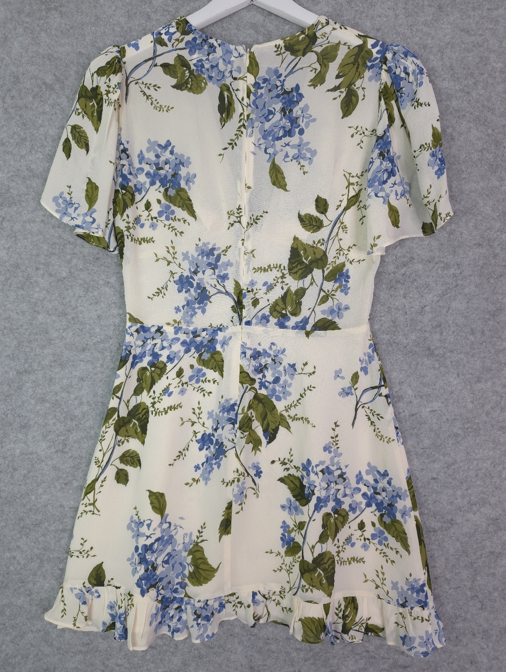 Reformation Mya Riviera Floral Vneck Flutter Sleeves Mini Dress - Picture 5 of 11